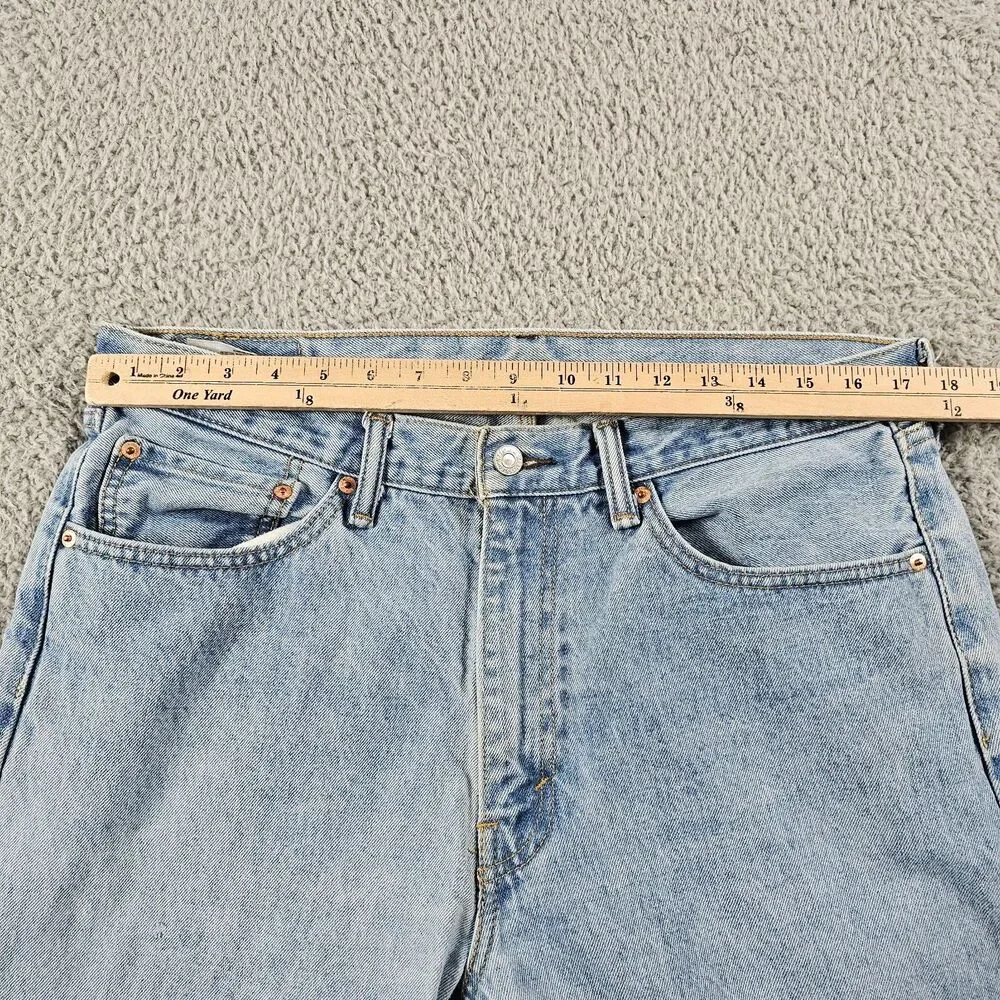 Levis 505 Jeans Mens 35x31 Blue Regualr Straight Light Wash Grunge Work American